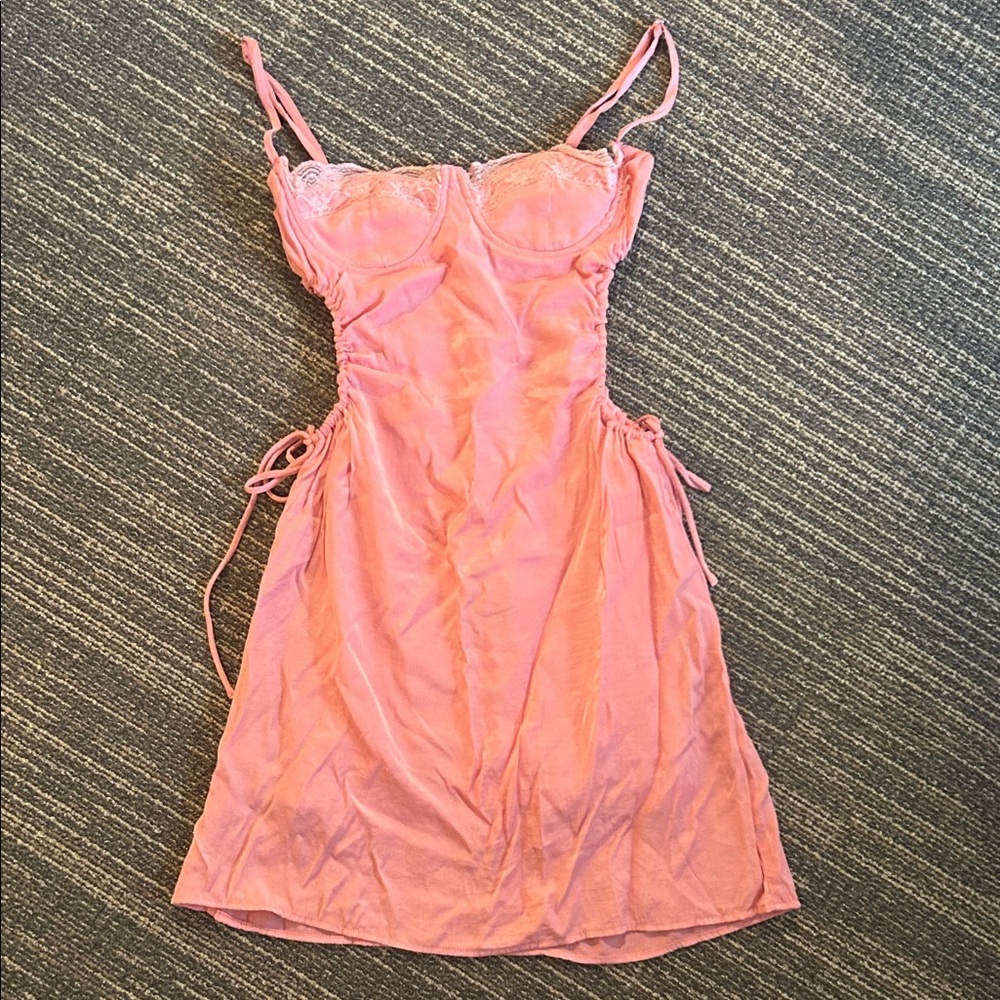 Elegant Pink Lace-Trimmed Dress